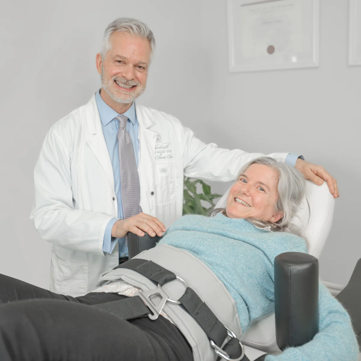 An Atlas physician with a patient on the decompression table